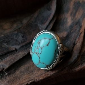 Lucky Brand Large Boho Style Turquoise Ring